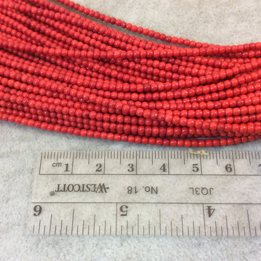 2mm Dyed Red Howlite Smooth Round/Ball Shaped Beads - Sold by 15.5" Strands (Approx. 185 Beads) - Natural Semi-Precious Gemstone