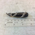 2.5" Pave Rhinestone Encrusted/Wrapped  3D Teardrop Shaped Natural Black Agate Pendant with Attached Bail - Measuring 15mm x 65mm, Approx.