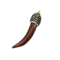 1.5" Pave Rhinestone Encrusted Tusk Shaped Goldstone Pendant with Gray/White Rhinestones and Attached Bail - Measuring 10mm x 43mm, Approx.