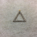 Oxidized Gold Finish Triangle Shaped CZ Cubic Zirconia Inlaid Plated Copper Pendant Component - Measuring 27mm x 27mm  - Sold Individually