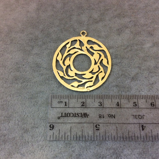 Gold Plated Growing Vines/Leaves Cutout Circle Shaped Brushed Finish Copper Components - Measures 37mm x 37mm - Sold in Packs of 10 (343-GD)