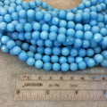 8mm Faceted Dyed Sky Blue Natural Jade Round/Ball Shaped Beads with 1mm Beading Holes - Sold by 15.25" Strands (Approximately 47 Beads)