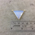 Gold Plated Faceted White Opalite (Manmade Glass) Inverted Triangle Shaped Bezel Pendant - Measuring 30mm x 30mm - Sold Individually