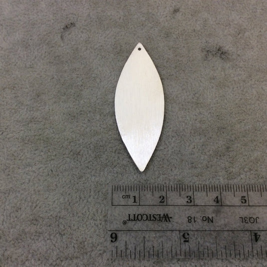 20mm x 56mm Silver Brushed Finish Blank Marquise Shaped Plated Copper Components - Sold in Pre-Counted Bulk Packs of 10 Pieces - (084-SV)