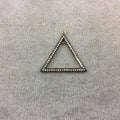 Oxidized Gold Finish Two-Ringed Triangle Shaped CZ Cubic Zirconia Inlaid Plated Copper Pendant - Measuring 27mm x 27mm  - Sold Individually