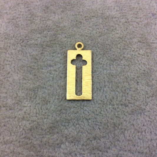 Gold Plated Copper Vertical Rectangle/Bar Cross Cutout Shaped Components - Measuring 10mm x 23mm - Sold in Packs of 10 (199-GD)