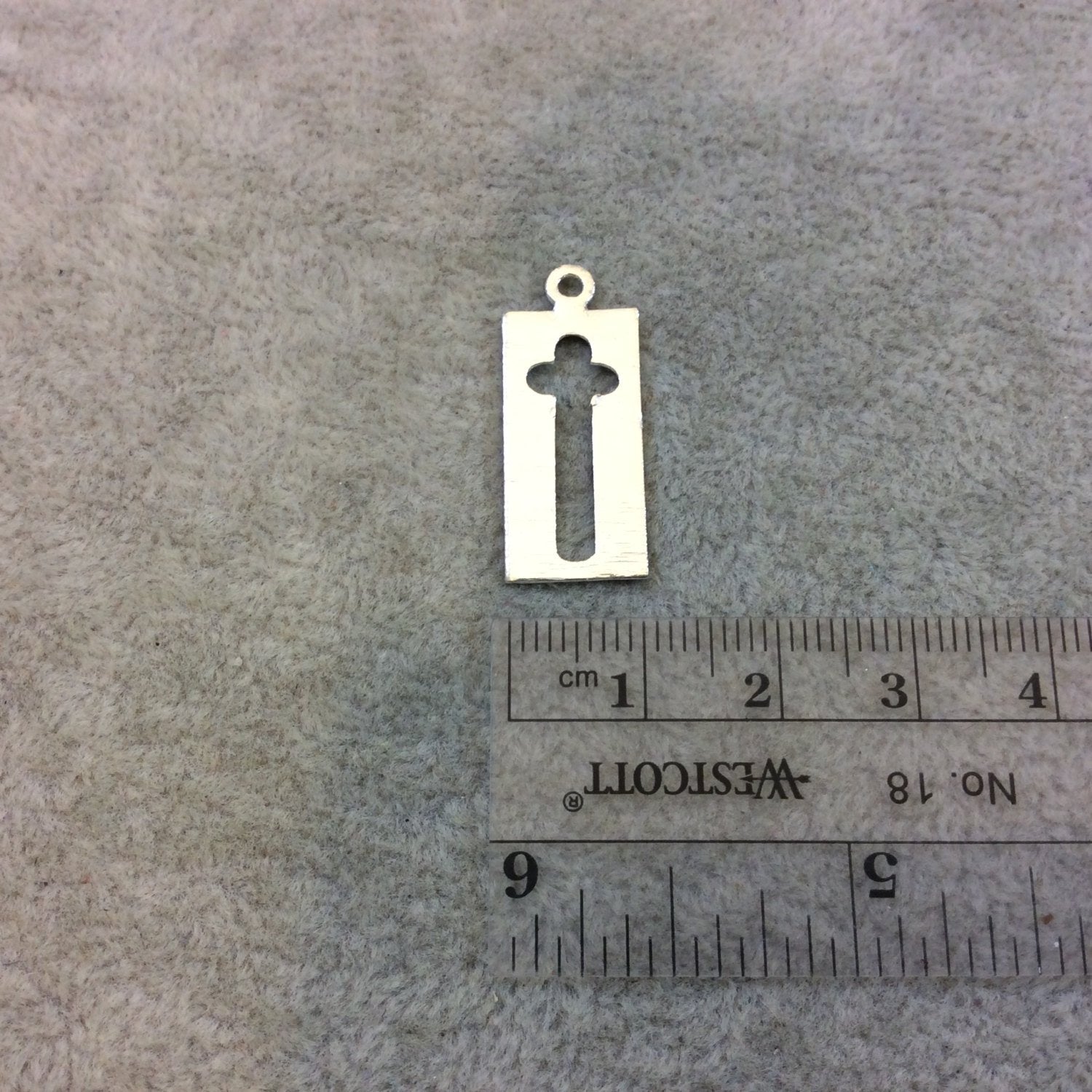 Silver Plated Copper Vertical Rectangle/Bar Cross Cutout Shaped Components - Measuring 10mm x 23mm - Sold in Packs of 10 (199-SV)