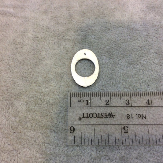 15mm x 20mm Silver Brushed Finish Open Thick Oval Shaped Plated Copper Components - Sold in Pre-Counted Bulk Packs of 10 Pieces - (140-SV)
