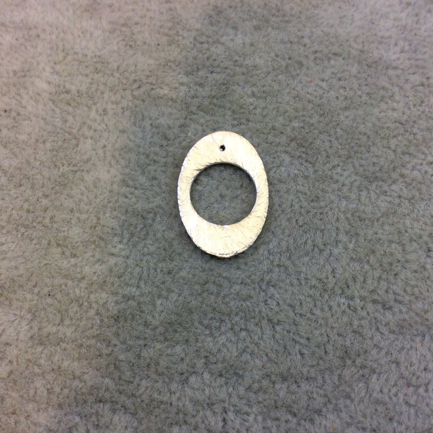 15mm x 20mm Silver Brushed Finish Open Thick Oval Shaped Plated Copper Components - Sold in Pre-Counted Bulk Packs of 10 Pieces - (140-SV)