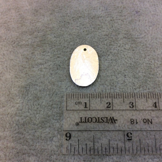 14mm x 21mm Silver Brushed Finish Blank Oval Shaped Plated Copper Components - Sold in Pre-Counted Bulk Packs of 10 Pieces - (146-SV)