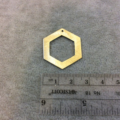 Large Gold Plated Copper Open Cutout Thick Hex/Hexagon Shaped Components - Measuring 26mm x 30mm - Sold in Packs of 10 (183-GD)