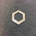 Large Silver Plated Copper Open Cutout Thick Hex/Hexagon Shaped Components - Measuring 26mm x 30mm - Sold in Packs of 10 (183-SV)