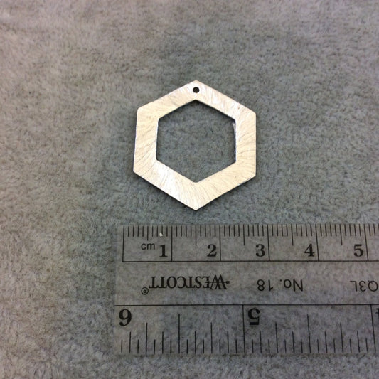 Large Silver Plated Copper Open Cutout Thick Hex/Hexagon Shaped Components - Measuring 26mm x 30mm - Sold in Packs of 10 (183-SV)