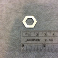 Silver Plated Copper Vertical Open Center Cutout Hexagon/Hex Shaped Components - Measuring 16mm x 19mm - Sold in Packs of 10 (181-A-SV)