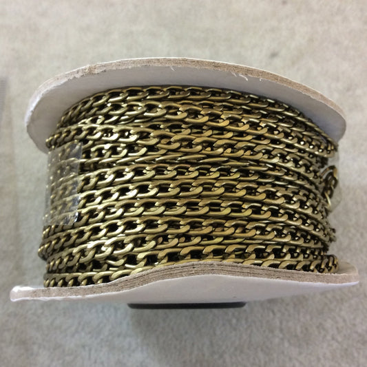 A1907 FULL SPOOL - Bronze Plated Aluminum Flattened Oval Shaped Twisted Link Curb Chain with 3.5mm x 6mm Links - Three Finishes Available