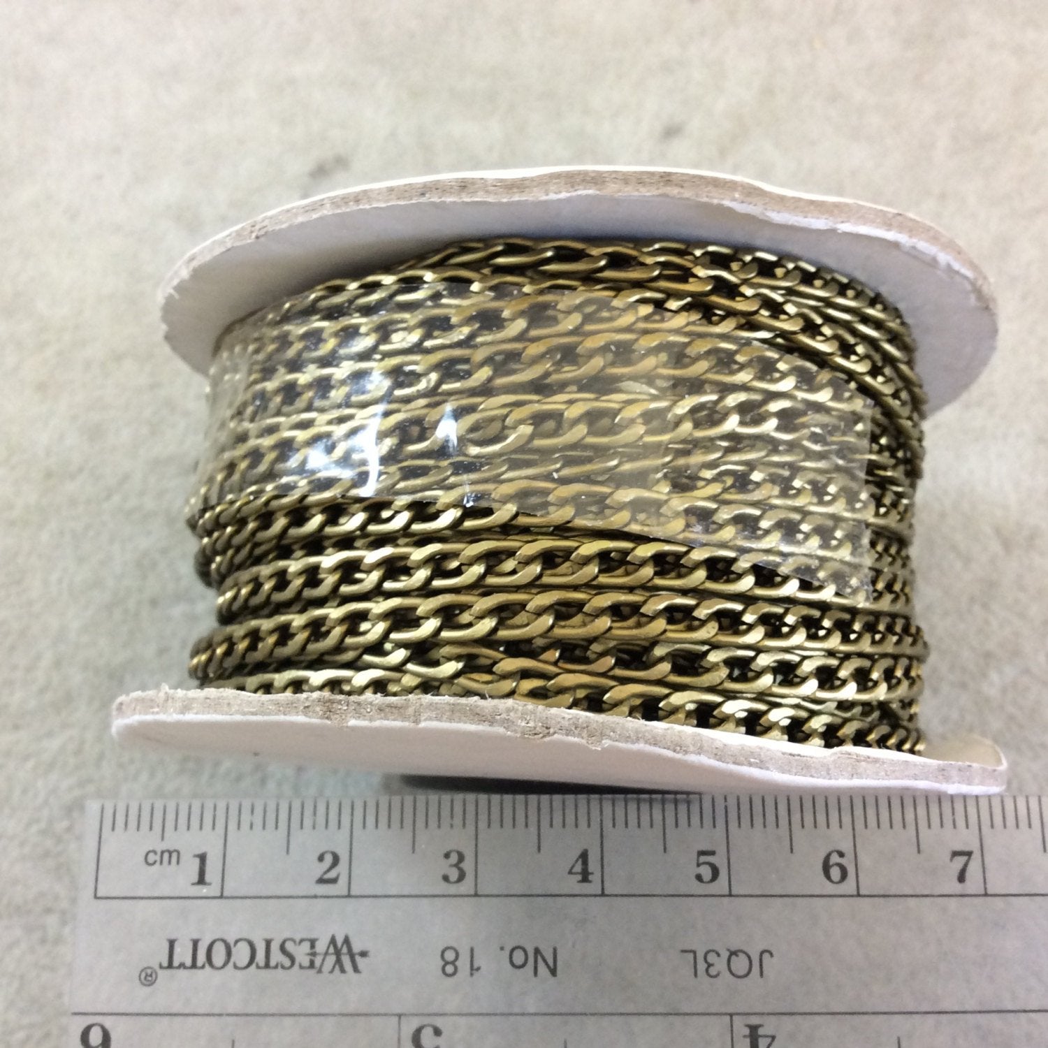 A1907 FULL SPOOL - Bronze Plated Aluminum Flattened Oval Shaped Twisted Link Curb Chain with 3.5mm x 6mm Links - Three Finishes Available