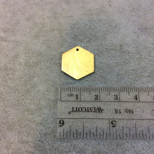 18mm x 20mm Gold Brushed Finish Blank Hexagon Shaped Plated Copper Components - Sold in Pre-Counted Bulk Packs of 10 Pieces - (189-GD)