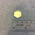 18mm x 20mm Gold Brushed Finish Blank Hexagon Shaped Plated Copper Components - Sold in Pre-Counted Bulk Packs of 10 Pieces - (189-GD)