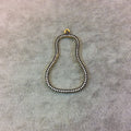 Medium Oxidized Gold Plated CZ Cubic Zirconia Inlaid Open Pear/Butternut Shaped Copper Focal Pendant - Measuring 26mm x 39mm, Approximately