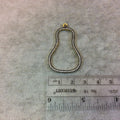 Medium Oxidized Gold Plated CZ Cubic Zirconia Inlaid Open Pear/Butternut Shaped Copper Focal Pendant - Measuring 26mm x 39mm, Approximately