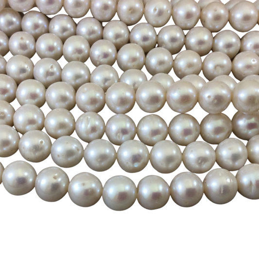 11-12mm AAA Quality Smooth Natural Freshwater Pearl Round/Ball Shaped Beads - 16" Strand (Approximately 38 Beads) - Sold by the Strand