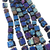 10-12mm Faux Metallic Blue/Aqua Pyrite Rough Cube Shaped Beads with 1mm Holes - 8" Strand (Approx. 18 Beads) - Manmade Gemstone Beads