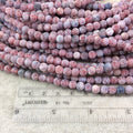 6mm Natural Matte Deep Red Crackle/Veined Agate Round/Ball Shaped Beads with 1mm Holes - 14.5" Strand (Approx. 65 Beads) - Quality Gemstone