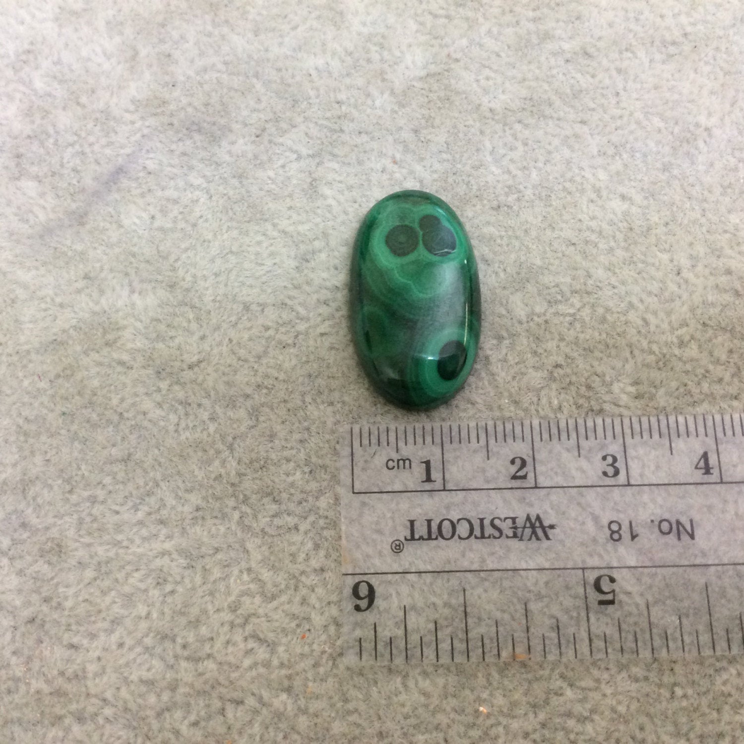 OOAK Genuine Malachite Oblong/Oval Shaped Flat Backed Cabochon - Measuring 16mm x 27mm, 6mm Dome Height - Natural High Quality Cab