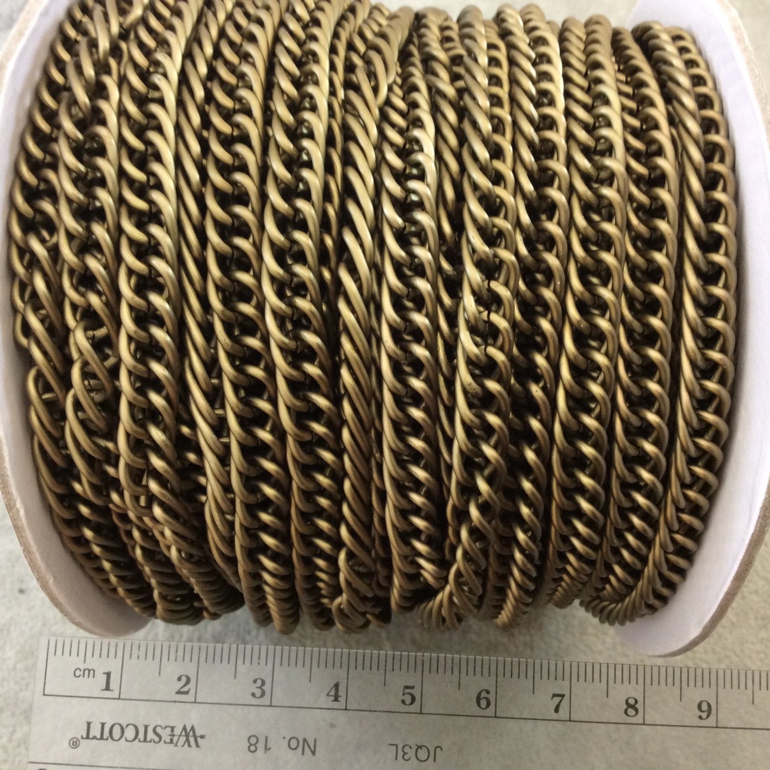 A1614 FULL SPOOL - Bronze Plated Aluminum Flattened Long Oval Shaped Prince of Wales Chain with 7mm x 10mm Links - Three Finishes Available