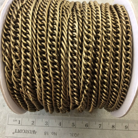 A1614 FULL SPOOL - Bronze Plated Aluminum Flattened Long Oval Shaped Prince of Wales Chain with 7mm x 10mm Links - Three Finishes Available