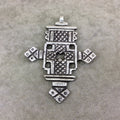 4" Oxidized Silver Ethiopian Cross Shaped (Style A) Plated Lightweight Aluminum Pendant with Bail - Measuring 81mm x 108mm - Sold Individual