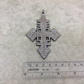 3.5" Gunmetal Ethiopian Cross Shaped (Style B) Plated Brass Pendant with Horizontal Bail - Measuring 57mm x 92mm - Sold Individually