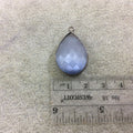 Gunmetal Plated Faceted Synthetic Gray Cat's Eye (Manmade Glass) Teardrop Shaped Bezel Pendant - Measuring 18mm x 24mm - Sold Individually