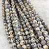 8mm Glossy Finish Natural Dalmatian Jasper Round/Ball Shaped Beads with 2mm Holes - 7.75" Strand (Approx. 24 Beads) - LARGE HOLE BEADS