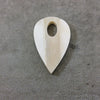 2.75" White/Ivory Flat Open Center Ouija Planchette Shaped Natural Ox Bone Focal Pendant - Measuring 45mm x 72mm, Approx. - (TR275WHFLT)