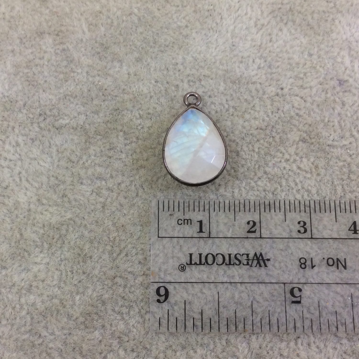 Gunmetal Moonstone Teardrop Bezel Pendant - 12mm x 16mm
