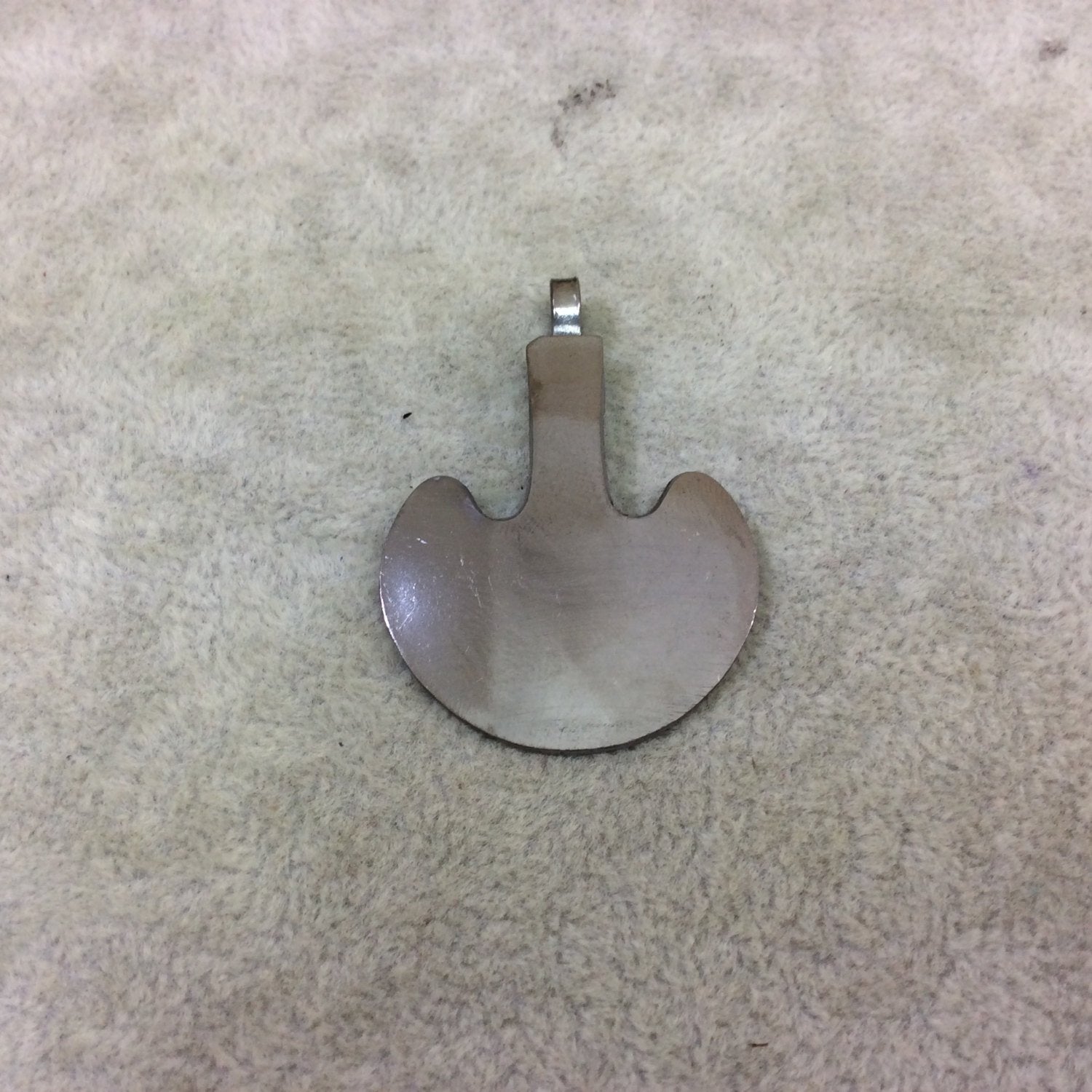 DISC 1.5" Lightweight Gunmetal Plated Fat Paddle/Spade Shaped Copper Pendant  - Measuring 30mm x 41mm, Approximately - Sold Individually