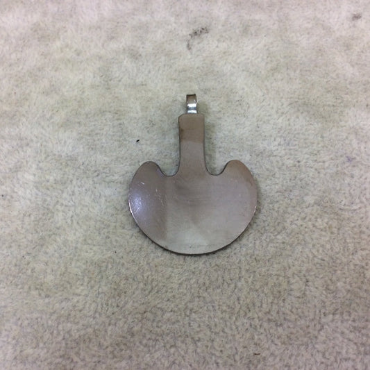DISC 1.5" Lightweight Gunmetal Plated Fat Paddle/Spade Shaped Copper Pendant  - Measuring 30mm x 41mm, Approximately - Sold Individually