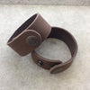 1" Wide Chocolate Brown Genuine Leather Blank Cuff Bracelet with Oxidized Brass Snap Clasp - Measuring 26mm Wide x 222mm Long, Approx.
