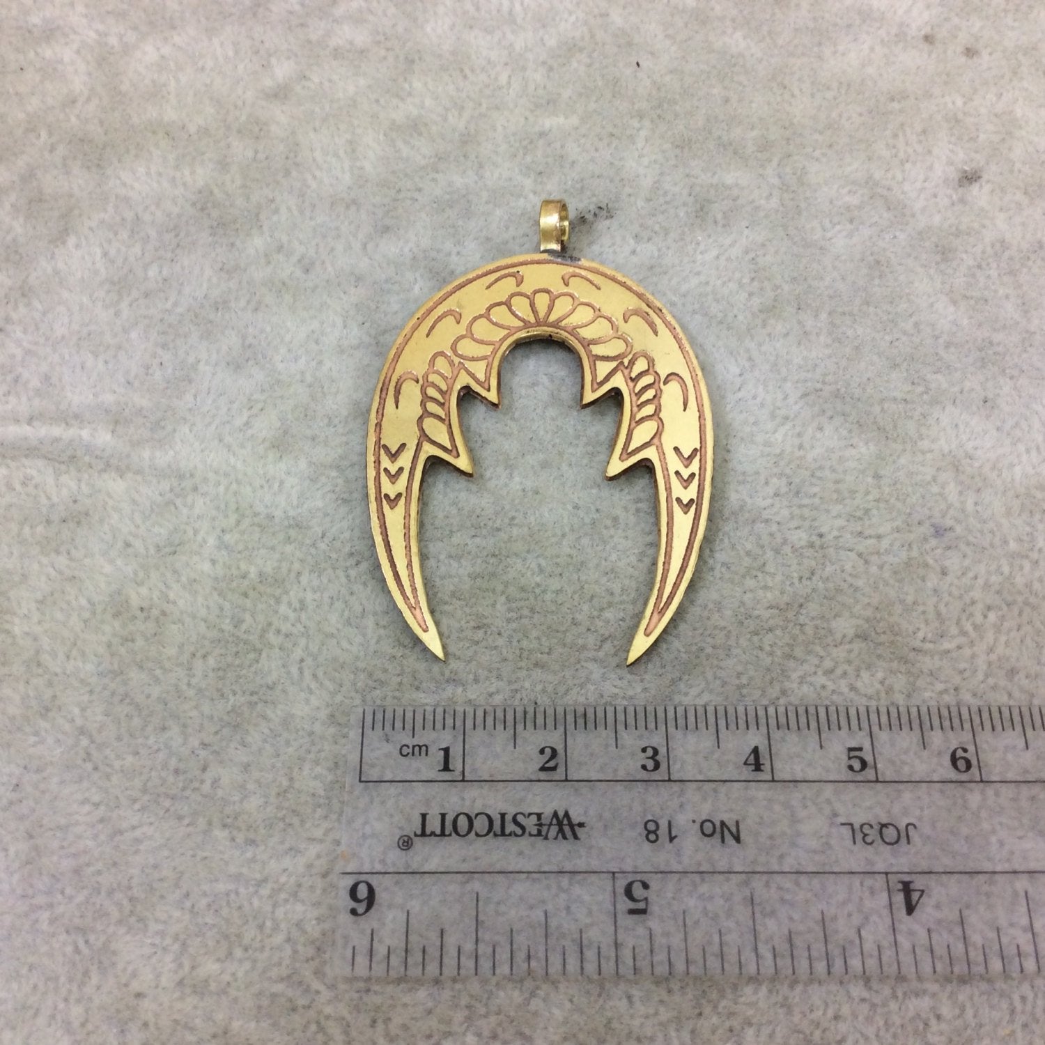 DISC 2" Lightweight Gold/Copper Plated Dragon Wing Crescent Shaped Copper Pendant  - Measuring 38mm x 52mm, Approximately 