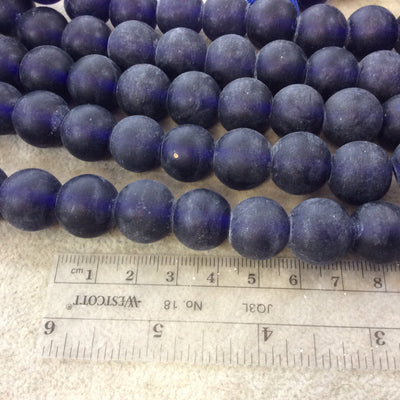 14mm Matte Navy Blue Irregular Rondelle Shaped Indian Beach/Sea Glass Beads - Sold by 16" Strands - Approximately 28 Beads per Strand
