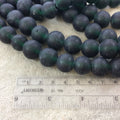 14mm Matte Deep Emerald Irregular Rondelle Shaped Indian Beach/Sea Glass Beads - Sold by 16" Strands - Approximately 28 Beads