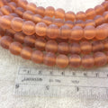 12mm Matte Deep Orange Irregular Rondelle Shaped Indian Beach/Sea Glass Beads - Sold by 16" Strands - Approximately 34 Beads per Strand