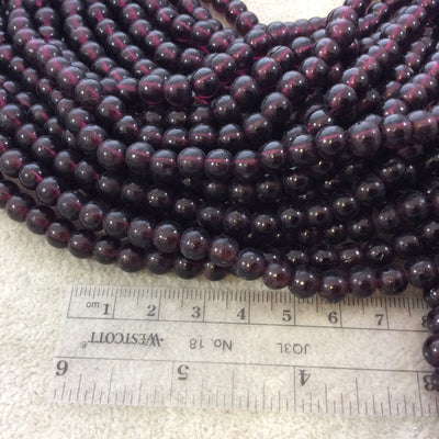 6mm Glossy Deep Red/Purple Irregular Rondelle Shaped Indian Beach/Sea Glass Beads - Sold by 15" Strands - Approximately 63 Beads