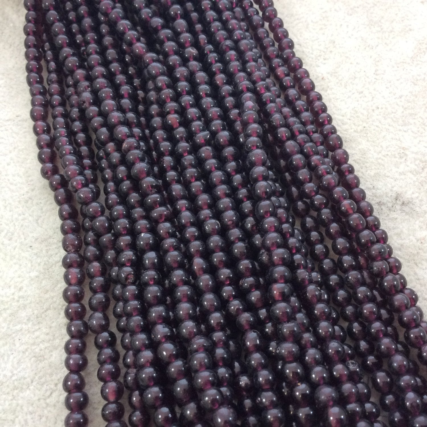 4mm Glossy Deep Red/Purple Irregular Rondelle Shaped Indian Beach/Sea Glass Beads - Sold by 15" Strands - Approximately 97 Beads