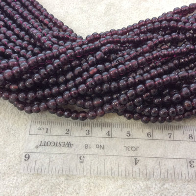 4mm Glossy Deep Red/Purple Irregular Rondelle Shaped Indian Beach/Sea Glass Beads - Sold by 15" Strands - Approximately 97 Beads