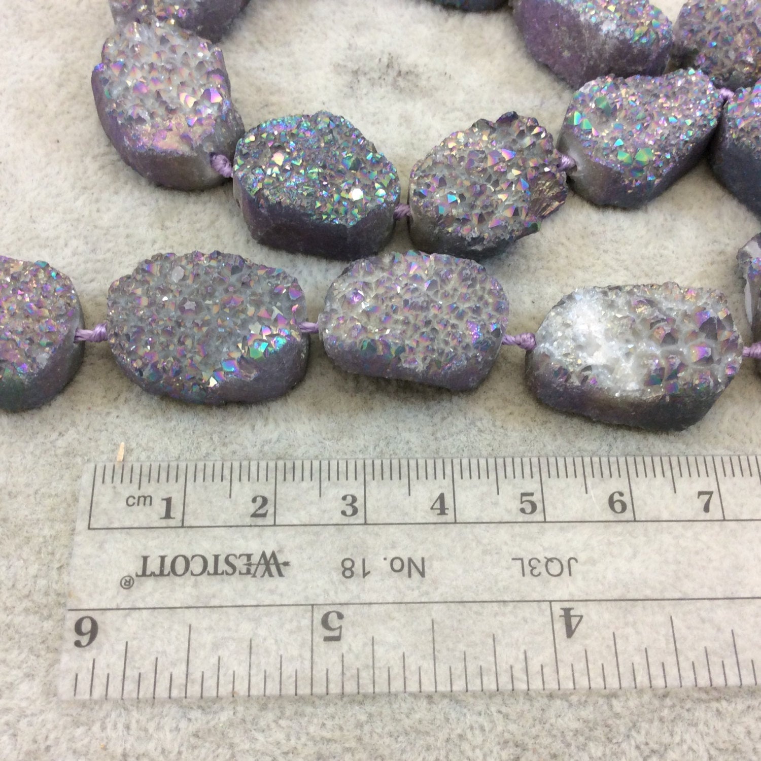 Freeform Nugget/Slab Shaped Natural Rainbow Titanium Druzy Agate Beads - Sold by 15" Strands (Approx. 14-15 Beads) - Measuring 20-25mm Long