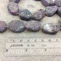 Freeform Nugget/Slab Shaped Natural Rainbow Titanium Druzy Agate Beads - Sold by 15&quot; Strands (Approx. 14-15 Beads) - Measuring 20-25mm Long