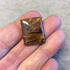 Single OOAK Natural Tiger Iron Oblong Rectangle Shaped Flat Back Cabochon - Measuring 18mm x 22mm, 4mm Dome Height - High Quality Gemstone