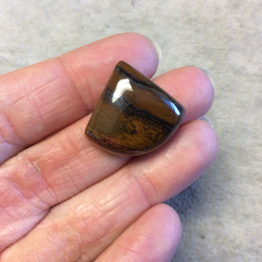 Single OOAK Natural Tiger Iron Freeform Fan Shaped Flat Back Cabochon - Measuring 21mm x 21mm, 7mm Dome Height - High Quality Gemstone